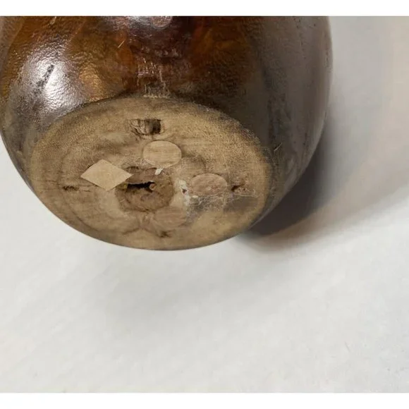 Vintage Wooden Vase Fluted Large Brown Grain MCM Retro Decor Primitive Modern - Picture 3 of 8